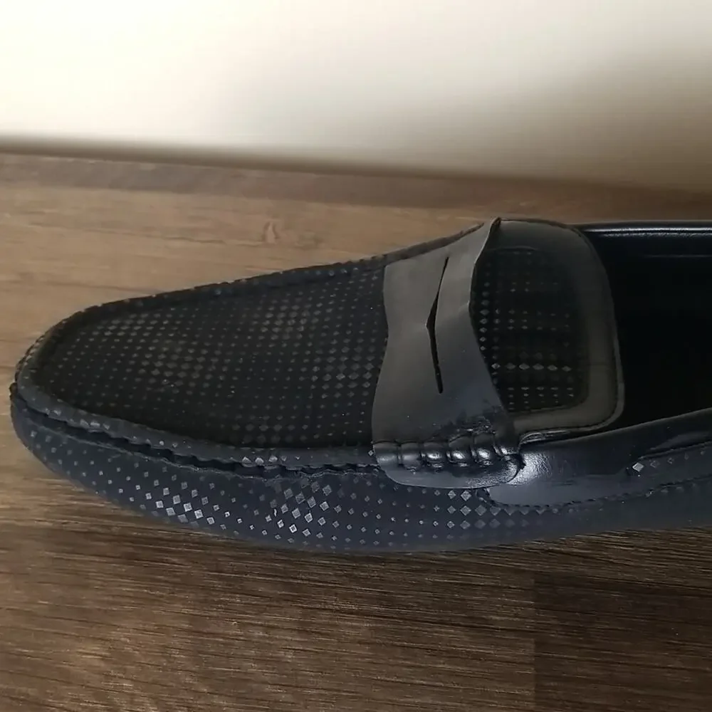 MADDEN Men's Black/Silver Diamond Suede Leather Driving Mocs Loafers Shoes SZ 13
